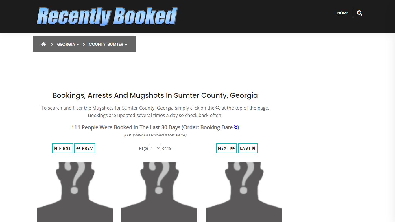 Bookings, Arrests and Mugshots in Sumter County, Georgia - Recently Booked