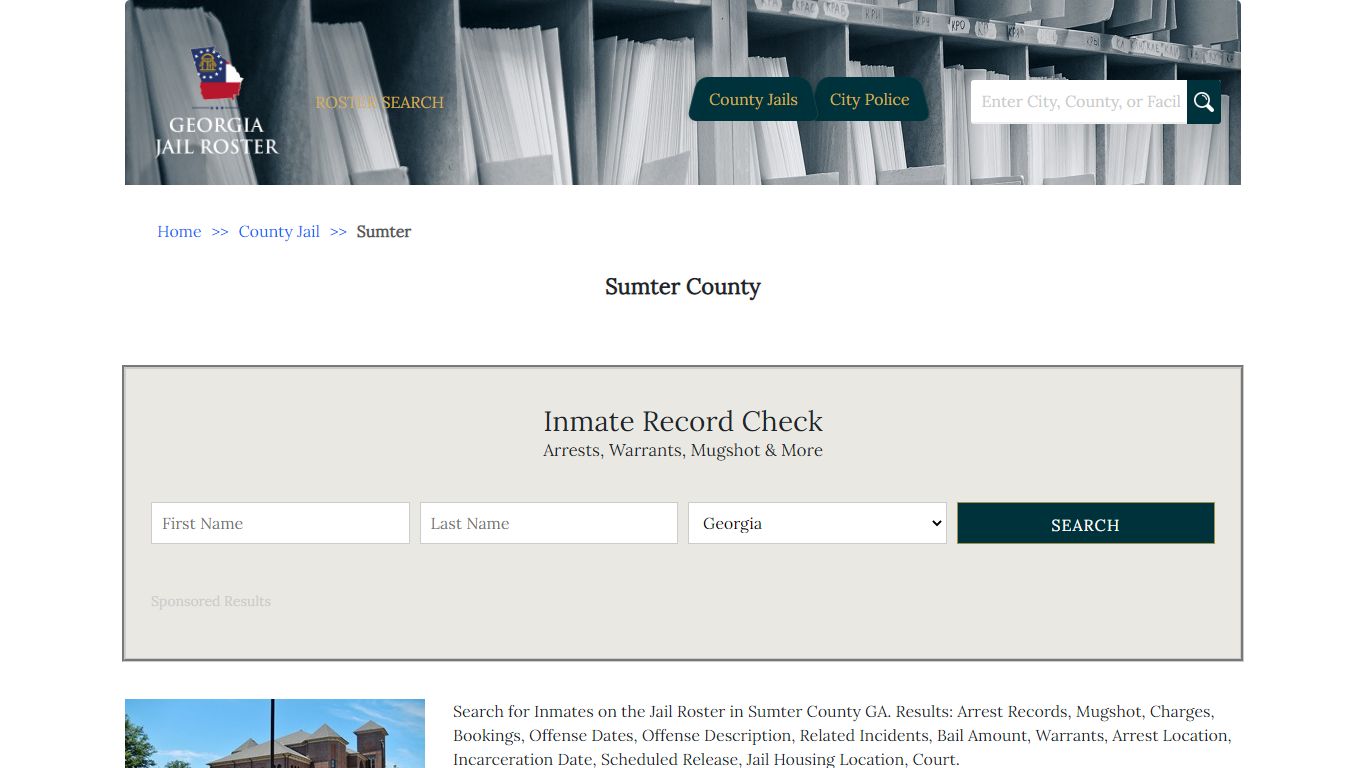 Sumter County - Georgia Jail Inmate Search