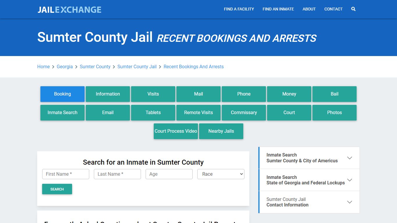 Sumter County Jail GA Recent Arrests and Bookings - Jail Exchange